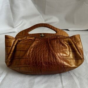 Vintage gold croc leather purse